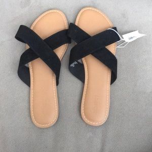 Black suede sandals